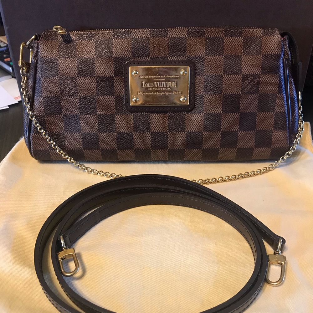 SOLD. Louis Vuitton Damier Eva Clutch/Crossbody
